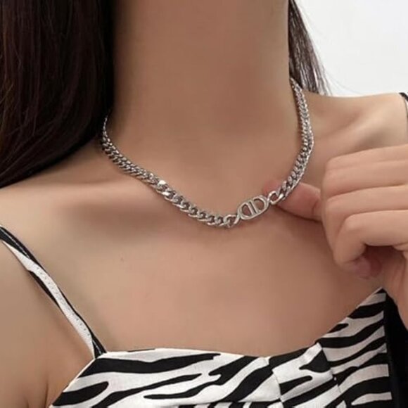 Neiman Marcus Silver Plated DD Cuban Link Necklace - Picture 1 of 4